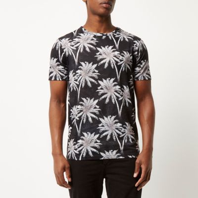 Black palm print t-shirt